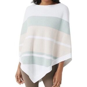 NEW Barefoot Dreams CozyChic Ultra Lite Pink Multi Stripe Ocean Breeze Poncho OS